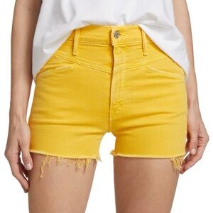 NWT MOTHER The Dazzler Seamed Yoke High Waist Shorts in Yellow